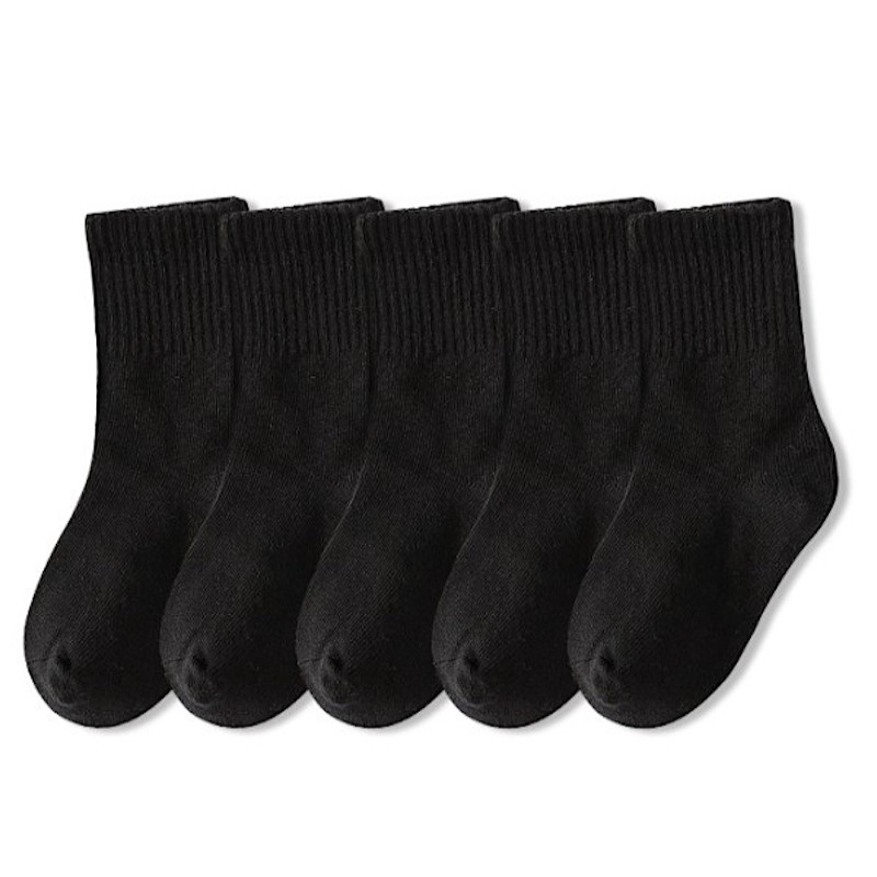 3Y-12Y School Socks sports athletic 5 Pack cotton crew socks